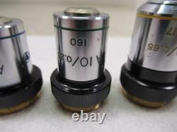 Lot of 4 Bausch & Lomb Microscope Objective Lenses A100x Oil 40x 10x & 4x 160mm
