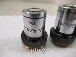 Lot of 4 Bausch & Lomb Microscope Objective Lenses A100x Oil 40x 10x & 4x 160mm