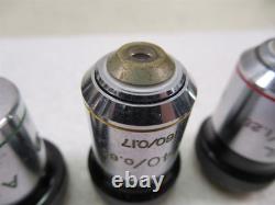 Lot of 4 Bausch & Lomb Microscope Objective Lenses A100x Oil 40x 10x & 4x 160mm