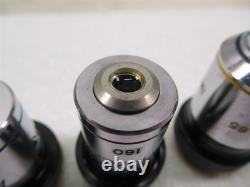 Lot of 4 Bausch & Lomb Microscope Objective Lenses A100x Oil 40x 10x & 4x 160mm