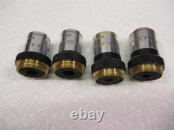 Lot of 4 Bausch & Lomb Microscope Objective Lenses A100x Oil 40x 10x & 4x 160mm