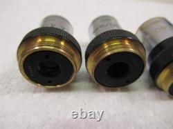 Lot of 4 Bausch & Lomb Microscope Objective Lenses A100x Oil 40x 10x & 4x 160mm