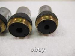 Lot of 4 Bausch & Lomb Microscope Objective Lenses A100x Oil 40x 10x & 4x 160mm