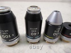 Lot of 4 Genuine Nikon Microscope Objective Lenses AlphaPhot YS 100x 40x 10x 4x