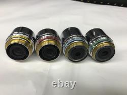 Lot of 4 Nikon CF Plan Microscope Objective Lenses 5x 10x 20x 50x