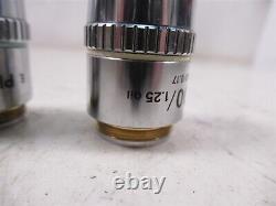 Lot of 4 Nikon E-Plan Microscope Objective Lenses 100x 40x 20x 10x Labophot 2