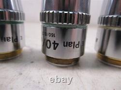 Lot of 4 Nikon E-Plan Microscope Objective Lenses 100x 40x 20x 10x Labophot 2