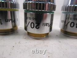 Lot of 4 Nikon E-Plan Microscope Objective Lenses 100x 40x 20x 10x Labophot 2