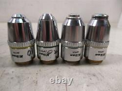 Lot of 4 Nikon E-Plan Microscope Objective Lenses 100x 40x 20x 10x Labophot 2