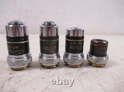 Lot of 4 Parco ACHRO Microscope Objective Lenses 100x 40x 10x 4x