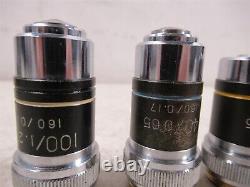Lot of 4 Parco ACHRO Microscope Objective Lenses 100x 40x 10x 4x