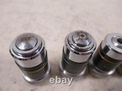 Lot of 4 Parco ACHRO Microscope Objective Lenses 100x 40x 10x 4x