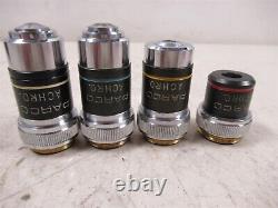 Lot of 4 Parco ACHRO Microscope Objective Lenses 100x 40x 10x 4x