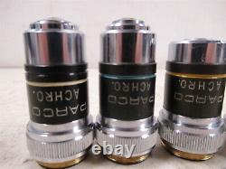 Lot of 4 Parco ACHRO Microscope Objective Lenses 100x 40x 10x 4x