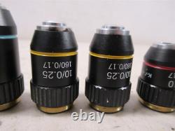 Lot of 6 K-A-V Microscope Objective Lenses 40x, 10x and 4x