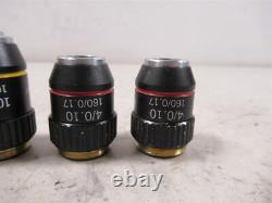 Lot of 6 K-A-V Microscope Objective Lenses 40x, 10x and 4x