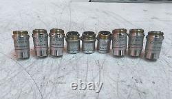 Lot of 9 AO American Optical 10x 100x Plan Achro Microscope Objectives AS-IS