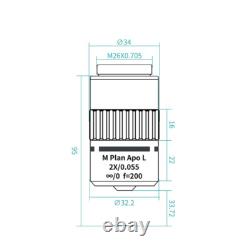 M26 95mm Visible LWD M Plan APO Metallurgical Microscope Objective Lens 2X-50X