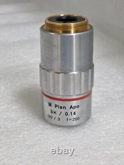 MITUTOYO M Plan Apo 5 x /0.14? / 0 f=200 Microscope Objective Lens