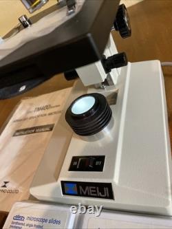 Meiji Monocular Microscope with 3 Objective Lens 4X 10X 40X NEW! Japan