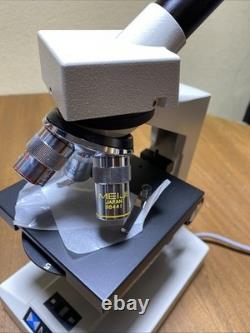 Meiji Monocular Microscope with 3 Objective Lens 4X 10X 40X NEW! Japan