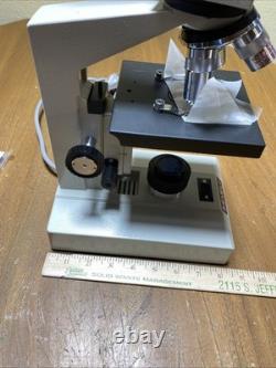 Meiji Monocular Microscope with 3 Objective Lens 4X 10X 40X NEW! Japan
