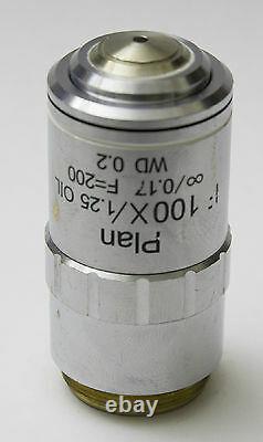 Meiji Plan F 100x 1.25 /0.17 f=200 Microscope Objective Lens RMS