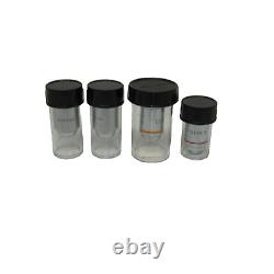 Melles Griot Lot of (4) Microscope Objectives / Lenses (2) 60x, 50x & 45x