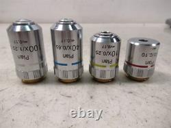 Micros Austria Set of 4 Microscope Objective Lenses 100x Plan Oil, 40x 10x 4x