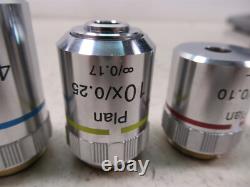 Micros Austria Set of 4 Microscope Objective Lenses 100x Plan Oil, 40x 10x 4x
