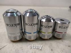 Micros Austria Set of 4 Microscope Objective Lenses 100x Plan Oil, 40x 10x 4x