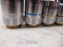 Micros Austria Set of 4 Microscope Objective Lenses 100x Plan Oil, 40x 10x 4x