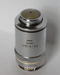 Microscope Nikon Biological Objective Lens Cf Plan 100 Oil 1.25 160/0.17 Used