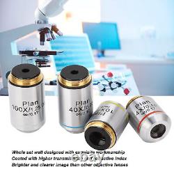 Microscope Objective Lens 195 4X 10X 40X 100X 20.2mm Standard RMS Thread