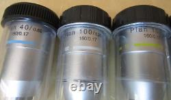 Microscope Objective Lens Plan 10 Plan 40 Plan 60 Plan 100 Lot of 5 Pcs 1271OMF