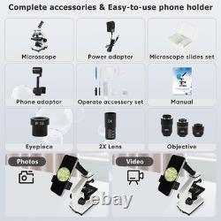 Microscope for Adults ProfessionalCompound Microscope for Kids 8-12,100X-2000X