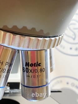Motic Microscope BA410E with 2x, 4x, 10x, 20x, 40x, 60x Objectives/New light bulb