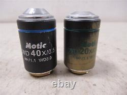 Motic Plan LWD 40x Microscope Objective Lens and Motic LWD 20x