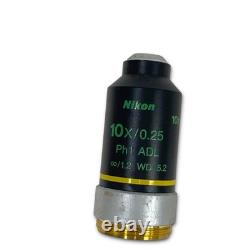 Nikon 10x/0.25 PH1 ADL Infinity/1.2 Microscope Objective Lens WD 5.2, Made Japan