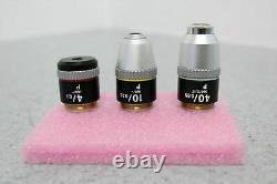 Nikon Alphaphot Labophot 3 Piece P Microscope Objective Lens Set 4x 10x 40x