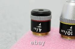 Nikon Alphaphot Labophot 3 Piece P Microscope Objective Lens Set 4x 10x 40x