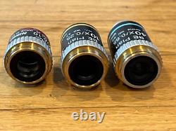 Nikon BE Plan 4x 10x 40x Microscope Objective Set Of 3 Lenses Clean