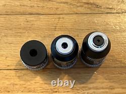 Nikon BE Plan 4x 10x 40x Microscope Objective Set Of 3 Lenses Clean
