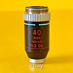 Nikon E 40 0.65 160/0.17 Ph3 DL Microscope Objective Phase Contrast Lens RareRed