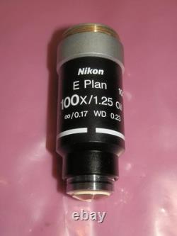 Nikon E Plan 100x 1.25 oil 0.17 WD 0.23 Black Lens Clean Microscope Objective