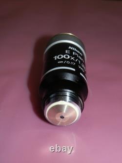 Nikon E Plan 100x 1.25 oil 0.17 WD 0.23 Black Lens Clean Microscope Objective