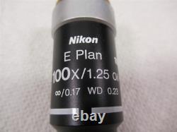 Nikon E Plan 100x Microscope Objective Lens 1.25 Oil Eclipse Series Microscopy