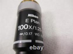 Nikon E Plan 100x Microscope Objective Lens 1.25 Oil Eclipse Series Microscopy