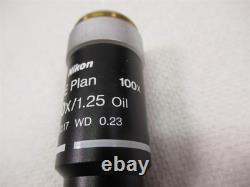 Nikon E Plan 100x Microscope Objective Lens 1.25 Oil Eclipse Series Microscopy