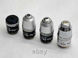 Nikon E Plan 4/0.1 10/0.25 40/0.65 100/1.25 oil Microscope Objective Lens LOT 4